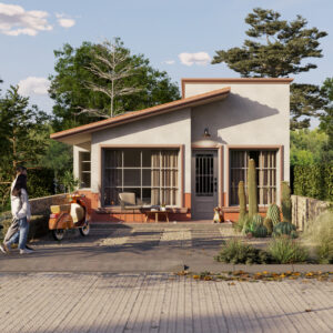 Planos de casa pequeña colonial mexicano mod. Aurora