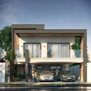 Planos de casa moderna 10x20 de 2 pisos con 3 dormitorios mod. Caoba