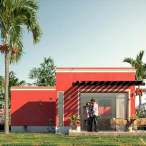 Planos de casa pequeña de 10x10, de 1 piso con 1 dormitorio mod. Mérida