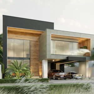 Planos de casa moderna grande 20x20 de 2 pisos con 4 dormitorios mod. Roble