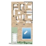 Plano de planta baja de los planos de casa pequeña ciruelos que muestra la distribución interior.