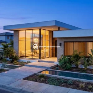 Planos de casa de 1 piso con 3 dormitorio 15 x 15 mod. Porta