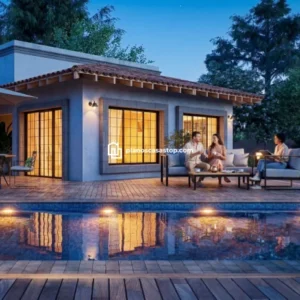 Planos de casa de campo de 1 piso con 3 dormitorios mod. Milán